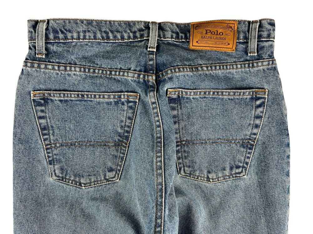 Vintage 80s 90s Polo Ralph Lauren Loose Straight Leg Jeans Size 33 x 32 - Picture 8 of 9